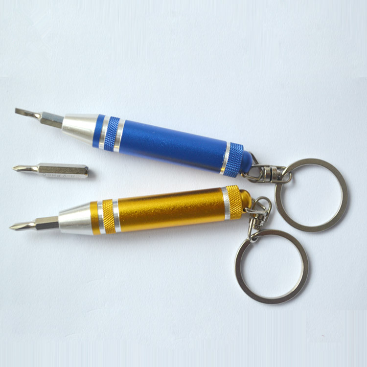 Customized Logo Mini Screwdriver Keychain compact aluminium small screwdriver keychain