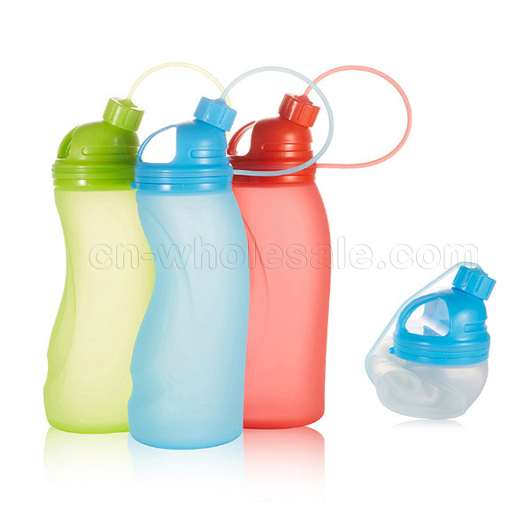 2018 China Wholesale 500ML BPA free silicone sports water bottle,silicone foldable water bottle