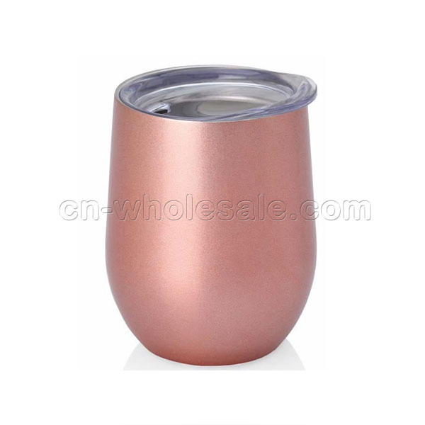 Custom 12oz Double Wall Vacuum Insulated Stainless Steel Stemless Wine Glasses with Slide Lids