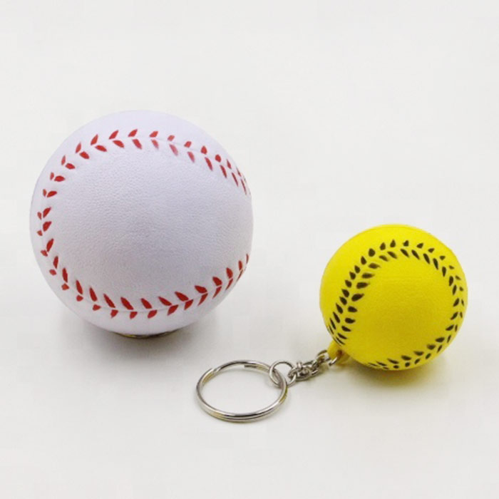 Promotional PU Baseball Shape PU Stress Ball best stress toys keychain